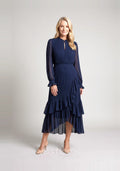 Vestido Plissado Boemy Azul Marinho